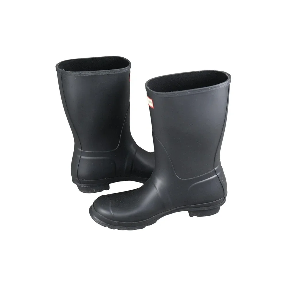 Hunter Boots Womens Size 10 Black Rain Boot Waterproof Mid-Calf Rubber Logo